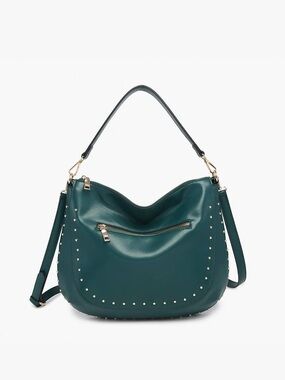 Teal Stud-Trim Hobo Bag - Women's Shoulder Purse